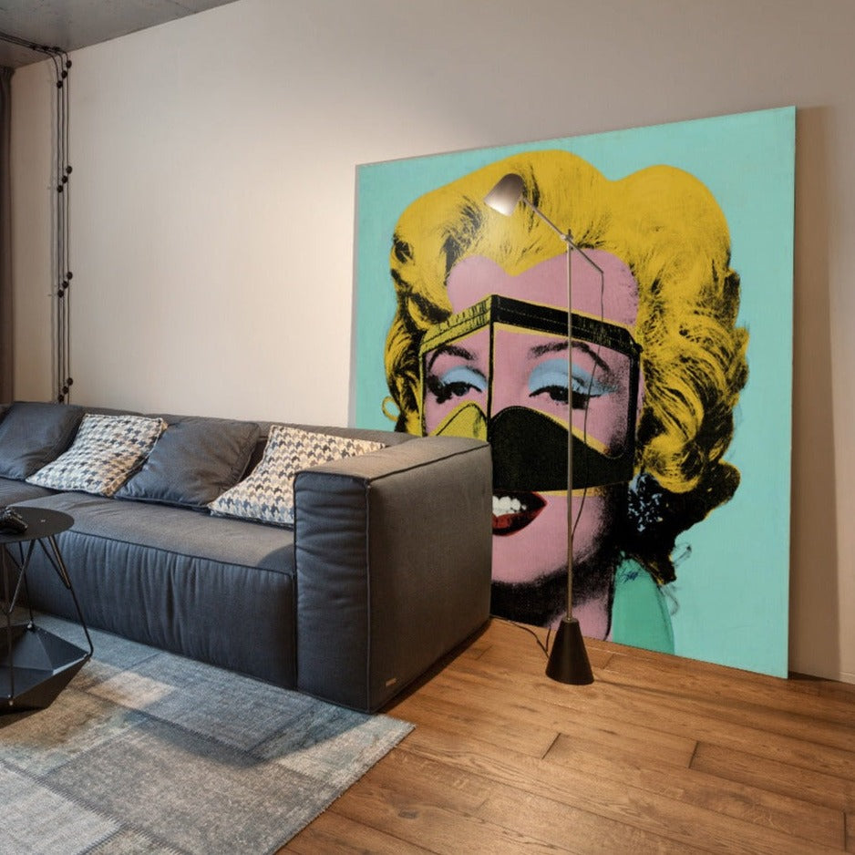 Iconic Andy Warhol Portrait of Marilyn Monroe in Burqa contemporary modern pop art by Ghiath Lahham home decor interior design canvas print Dubai UAE framed wall art