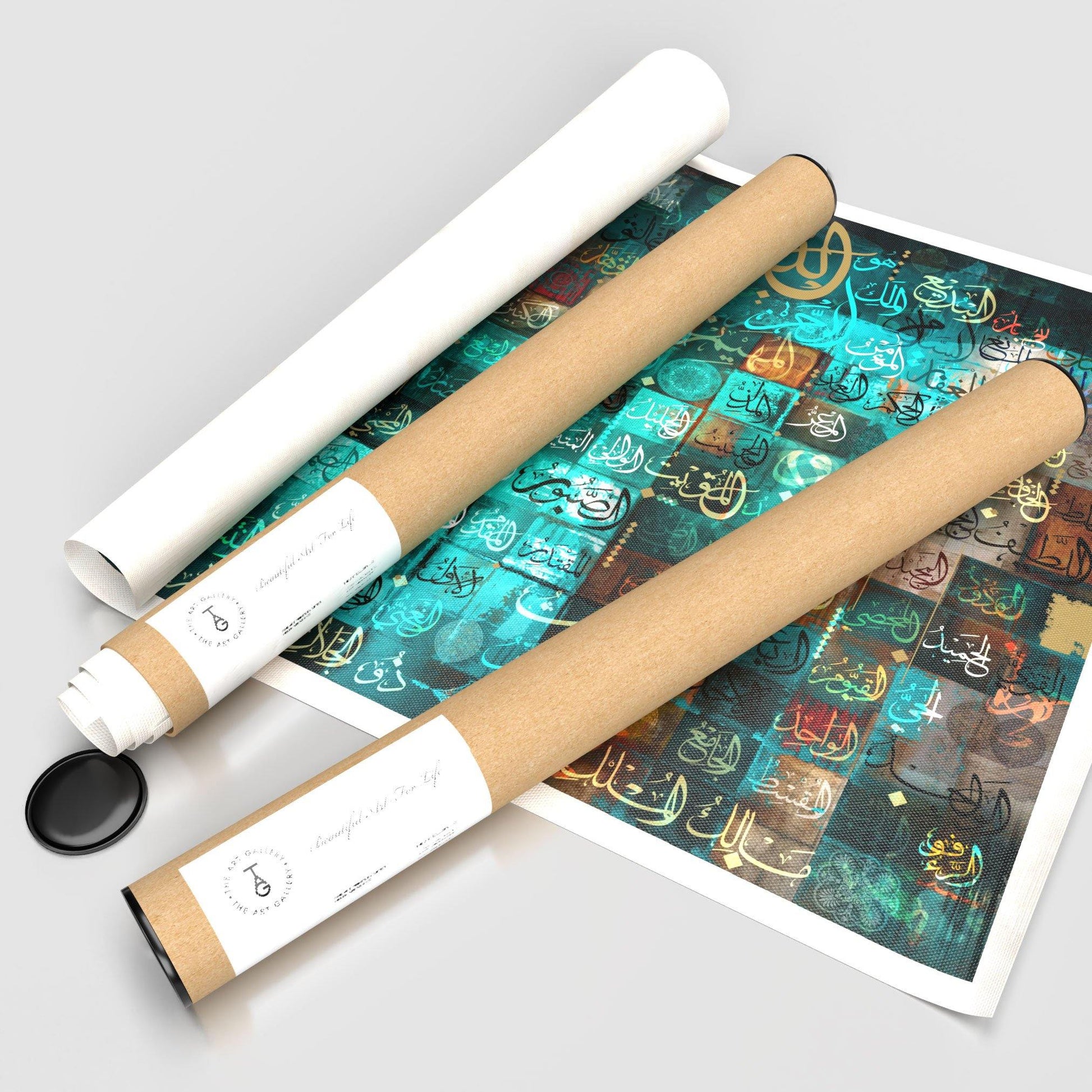 Square Turquoise 99 Names of Allah - The Art Gallery